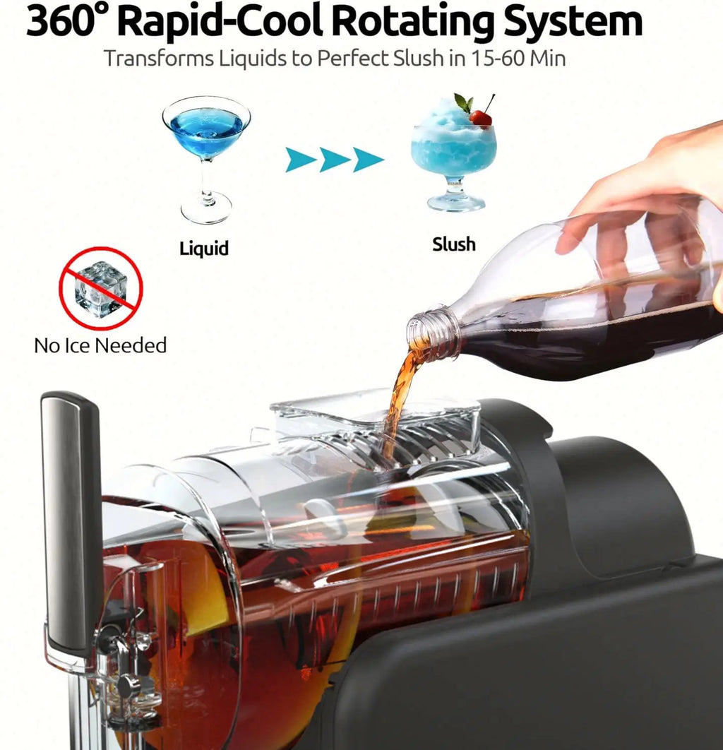 Electric Household Self-Cooling ABS Plastic Ice Cream Machine with 2.5 Quart Capacity Automatic Slushy Fruit Maker Cones Holder