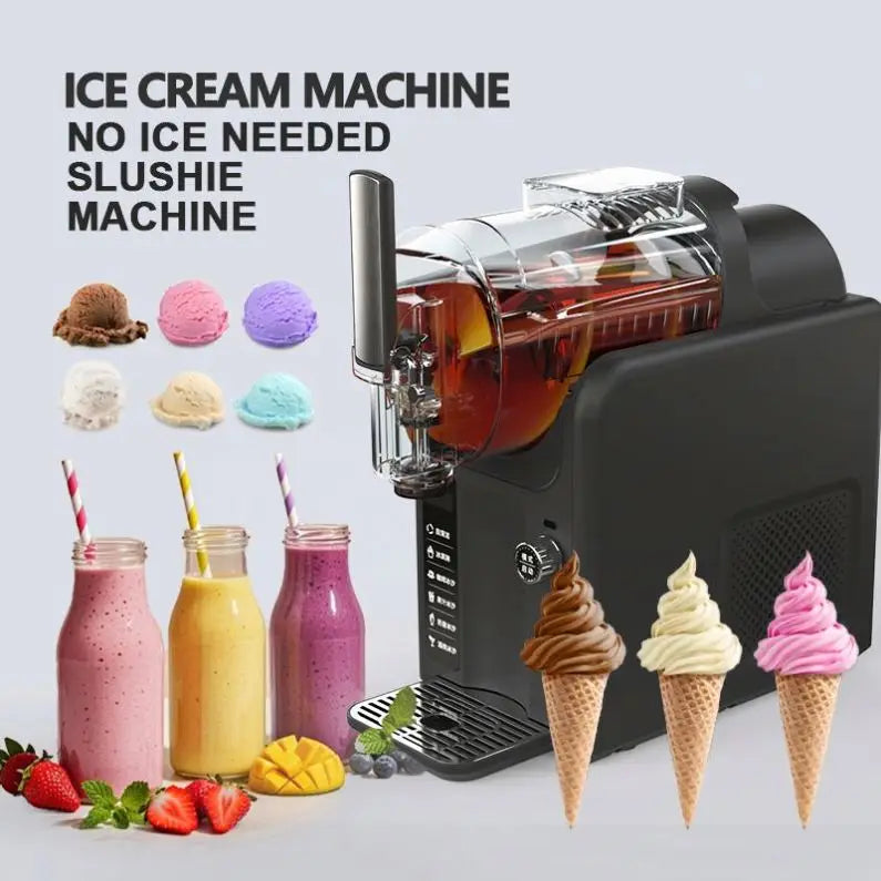 Electric Household Self-Cooling ABS Plastic Ice Cream Machine with 2.5 Quart Capacity Automatic Slushy Fruit Maker Cones Holder
