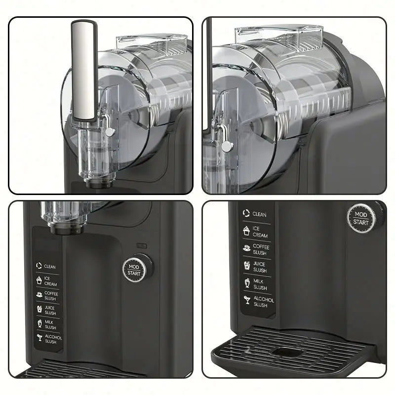 Electric Household Self-Cooling ABS Plastic Ice Cream Machine with 2.5 Quart Capacity Automatic Slushy Fruit Maker Cones Holder