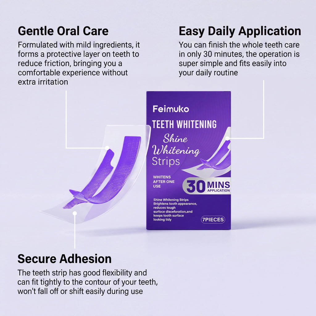 Purple Teeth Whitening Strips 30min Brighten Tooth Remove Plaque Stain Cleaning Oral Hygiene Strips