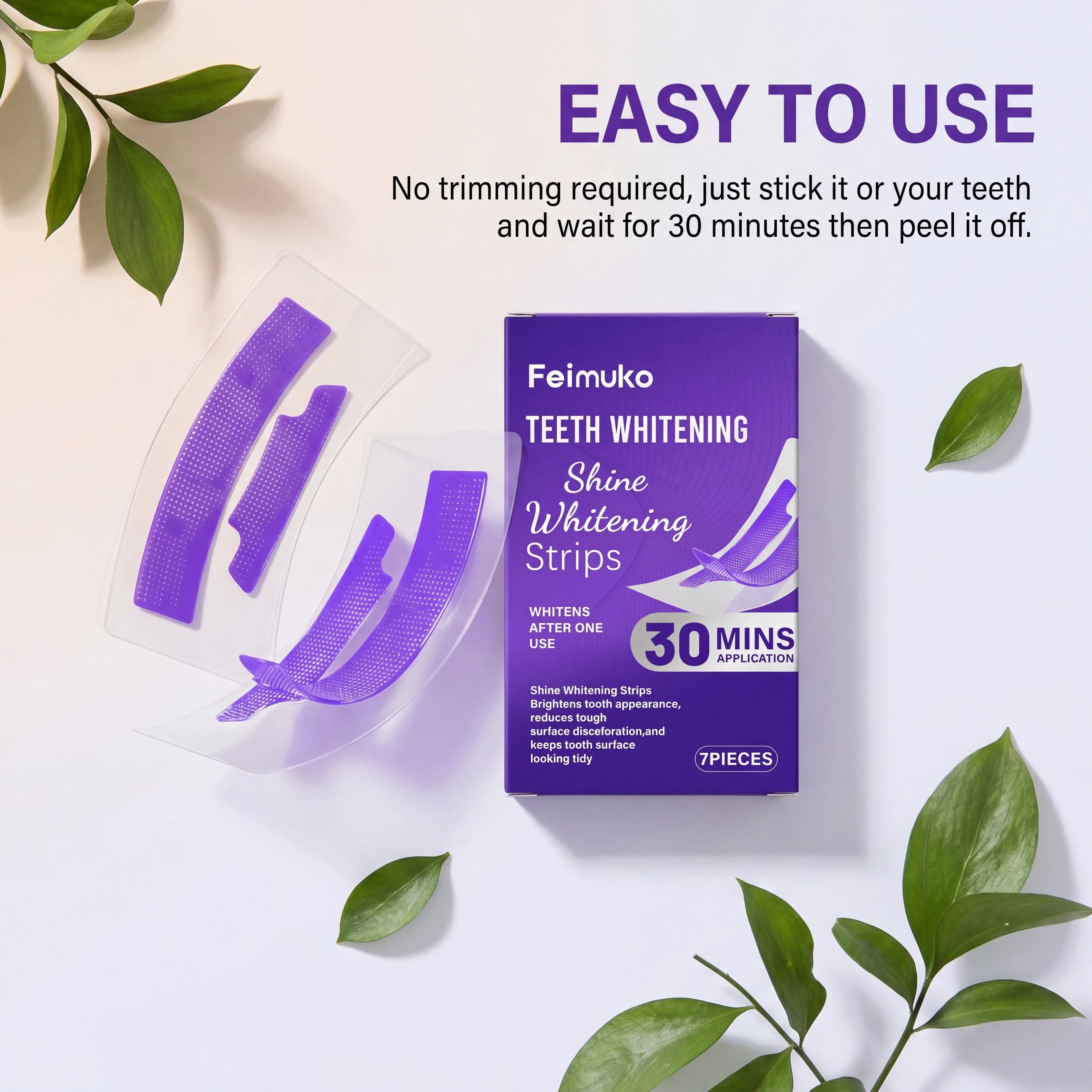 Purple Teeth Whitening Strips 30min Brighten Tooth Remove Plaque Stain Cleaning Oral Hygiene Strips