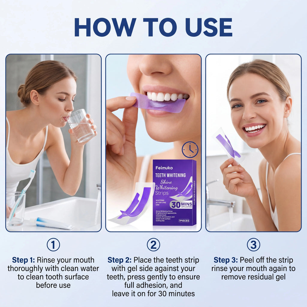 Purple Teeth Whitening Strips 30min Brighten Tooth Remove Plaque Stain Cleaning Oral Hygiene Strips