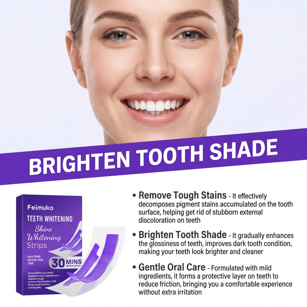 Purple Teeth Whitening Strips 30min Brighten Tooth Remove Plaque Stain Cleaning Oral Hygiene Strips