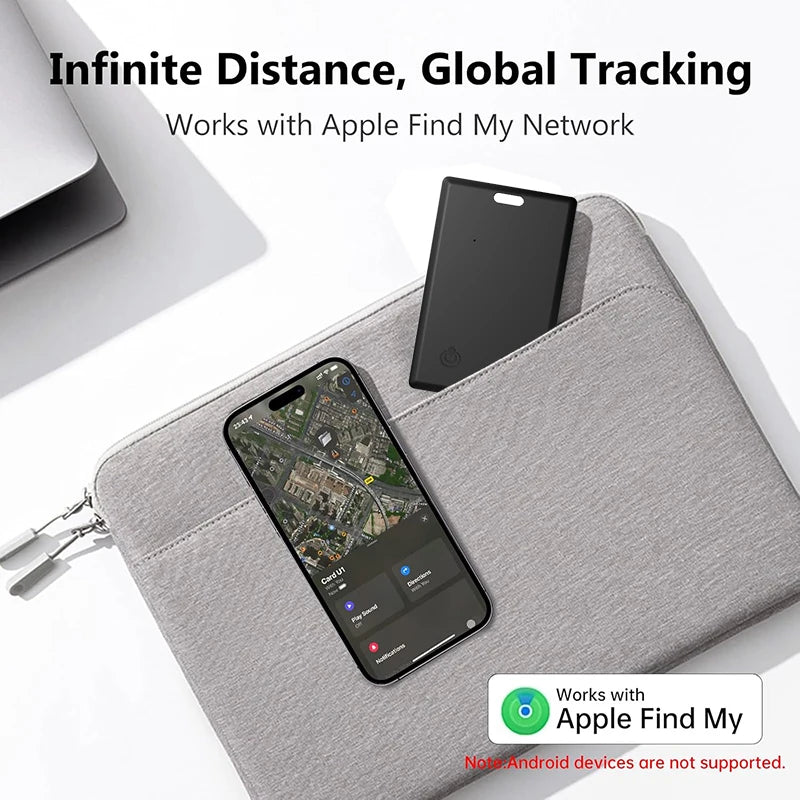 Thin Wallet Tracker Card Smart Tag Work with Find My (iOS Only) Bluetooth Search Air Tracker Tag Locator Wallet Finder Card