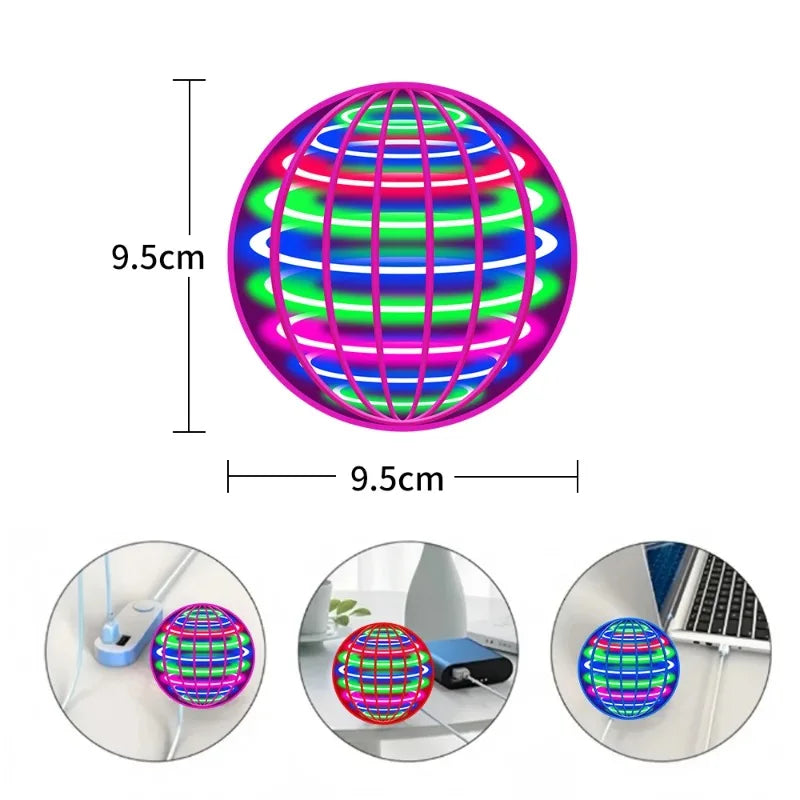 Flying Ball with Lights 2026 Hand Controlled Flying Ball Boomerang Hover Ball Flying Spinner Toy 360 ° Rotating Suspension Ball