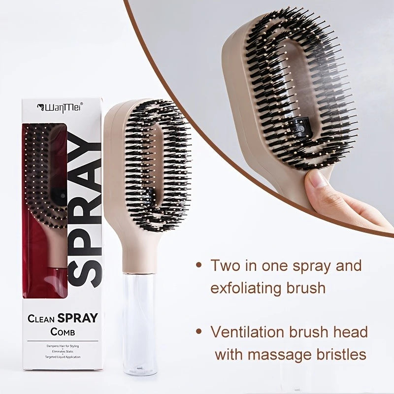 2in1 Spray Comb Hair Brush Detangling Scalp Massage Anti-Static Refillable Spray Bottle for Essential Oil/Water Hair Care Tool