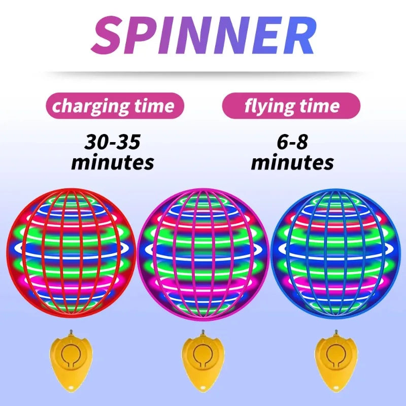 Flying Ball with Lights 2026 Hand Controlled Flying Ball Boomerang Hover Ball Flying Spinner Toy 360 ° Rotating Suspension Ball