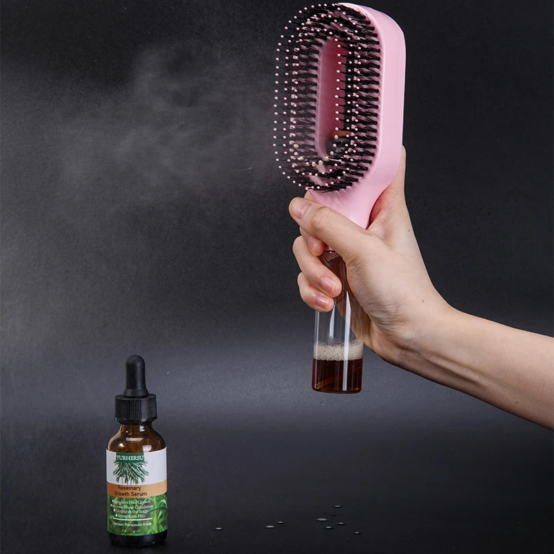 2in1 Spray Comb Hair Brush Detangling Scalp Massage Anti-Static Refillable Spray Bottle for Essential Oil/Water Hair Care Tool